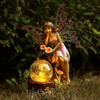 Garden Fairy Statue Outdoor Decor-Solar Flower Fairy Figurines-Garden Fairies Statues Decoration for Outside Lawn Yard Patio,Garden Ornament Gift,Tall 11.8 Inches - Image 2