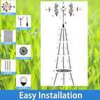 69" Metal Wind Spinners Outdoor with Plant Rack,3 Legs Colorful Windmill - Image 6