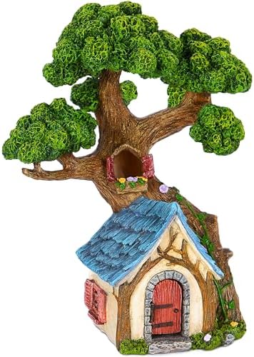 Mood Lab Fairy Garden Figurines - Tree House (8.5" H) - Miniature Decorative House - Outdoor & Indoor Garden Decor by MoodLab