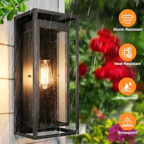 19 Inch Outdoor Wall Light Fixtures, 2 Pack Porch Lights- Black - Image 3