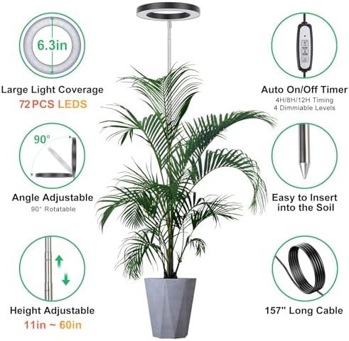 LORDEM Grow Light for Indoor Plants, Full Spectrum 6.3in Plant Light - Image 4