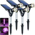 DenicMic Solar Spot Lights Outdoor Waterproof Purple Lens LED 4 Pack by Denicmic