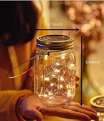 Lxcom Lighting Solar Mason Jar Light, Hanging Garden Light, LED Waterproof Best Terrace Lawn Decoration, Warm Light, Pack of4 - Image 2