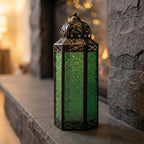 Vela Lanterns Decorative Indoor Candle Holder Table Centerpieces - Moroccan Hanging Outdoor Patio & Porch Home Decor, Turkish Floor Lamp for Wedding, Ramadan (Extra Large 16", Green Glass) - Image 6