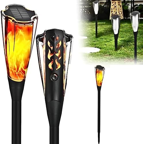 12 Led Solar Torch Light 360° Luminous Range Outdoor Lawn Lamp Flickering Flame Beating Effect Waterproof for Daily Use Festivel/Party Decor (12 Led Pack of 1) by Unknown