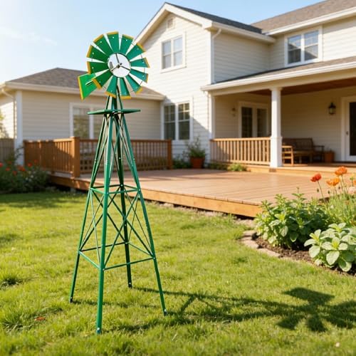 Outvita 8FT Green Metal Ornamental Windmill Weather Vane - Image 4