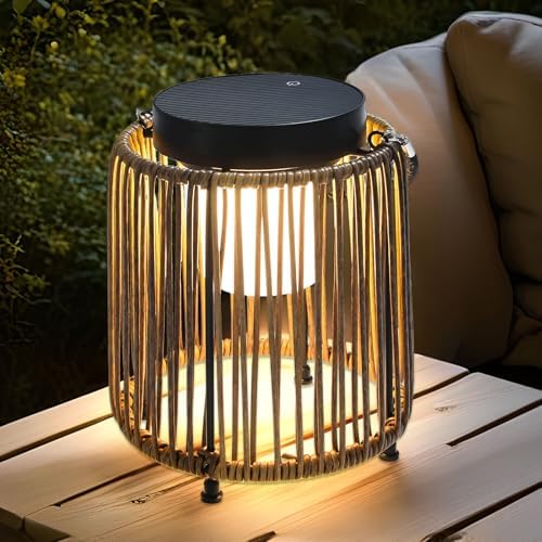 Outdoor Solar Lantern for Patio Waterproof, Rechargeable Table Lamp by BRIMMEL
