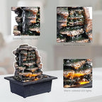 GOSSI Meditation Waterfall Fountain with LED Lights, Indoor Tabletop Water Fountain Decorated with Natural River Rocks, Office & Home Relaxation Decor, Christmas Decoration - Image 3