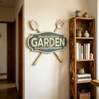 Vintage Metal Garden Sign, Distressed Green Wall Decor with Shovel & Fork Design, Rustic Farmhouse Wall Art for Outdoor Porch, Patio, 18.11” × 16.54” - Image 5