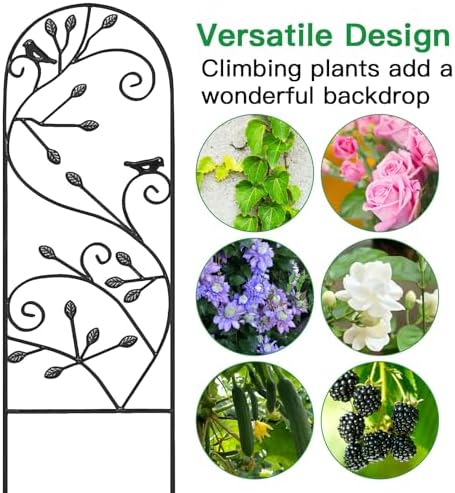 AMAGABELI GARDEN & HOME 4 Pack Garden Trellis for Climbing Plants/Vegetables/Flower/Patio/Roses/Cucumbers/Clematis 47" x 16" Black Iron Potted Support Vines Metal Wire - Image 5
