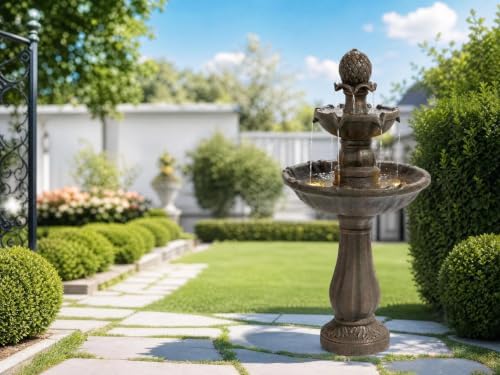 42.2'' Tall,3 Tiered Outdoor Water Fountains – Like Stone Bird Bath for Outside, Elegant Waterfall Feature for Garden, Yard, Patio (Bronze Color) - Image 6