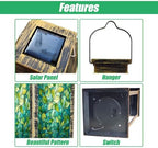 Solar Lantern Leaf Vine Stained Glass Teal Green Mosaic Style Outdoor Waterproof Hanging Solar Light Outside Lights for Patio Yard House Lawn Decor Birthday Gifts for Women Mom - Image 3