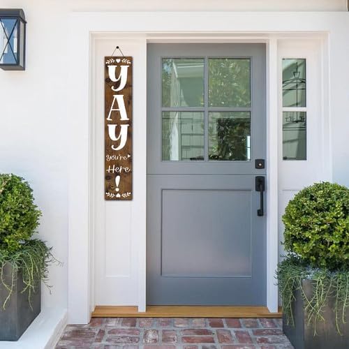 FemiaD 3Pcs Yay You're Here Door Sign Welcome Sign for Front Porch Standing 8x48inch Large Farmhouse Outdoor Wood Vertical Tall Funny Large Welcome Signs for Home - Image 4