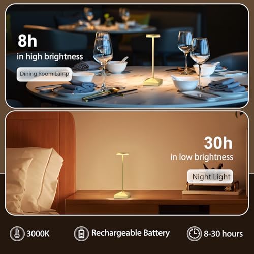 3 Pack Small Gold Rechargeable Cordless Table Lamps Dimmable - Image 7