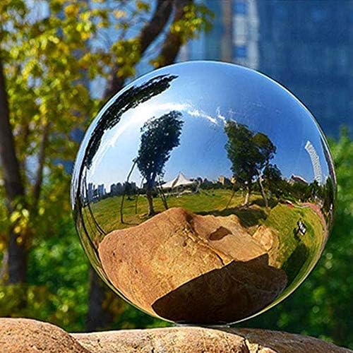 Hollow Gazing Ball,Seamless Silver Stainless Steel Polished Reflective Smooth Mirror Garden Sphere Globe,Props of Photography,Colorful Addition to Any Garden Home (8in Dia) - Image 2