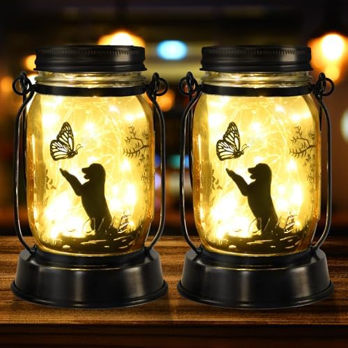 kyoryuger Solar Dog Lantern 2PACK Dog Lover Gifts for Women Mom Grandma Unique Dog Mom Gifts for Dog Lovers Decorative Dog Memory Lanterns for Yard Lawn Patio Landscape Garden Decor by kyoryuger