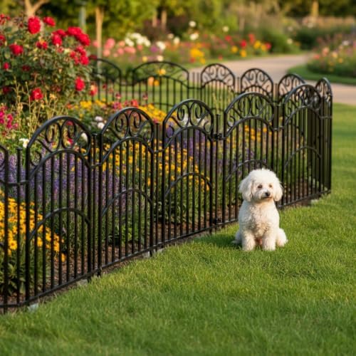 5 Panel 32in Decorative Garden Fence, 11ft No Dig Metal Border - Image 2