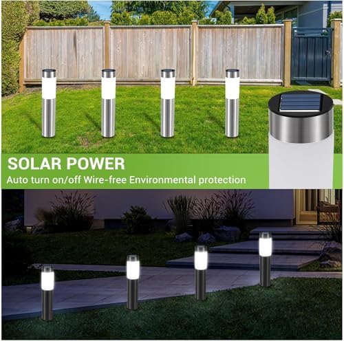 8 Pack Solar Pathway Lights Outdoor, Solar Walkway Lights with Polished Stainless Steel Layer, IP45 Waterproof Outdoor Solar Lights for Garden Yard Landscape Driveway Patio Deco - Image 6