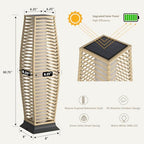 Wicker Solar Outdoor Floor Lamp Set of 2, Natural, Horizontal - Image 3