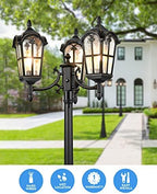 VIANIS 3-Head Outdoor Lamp Post Light Fixture, Black Outdoor Post Lights - Image 6