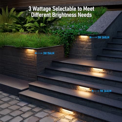 LEONLITE 8-Pack 12 Inch LED Hardscape Lighting, 12-24V AC/DC, 3W/5W/7W Dimmable, 2700K Soft White, ETL Listed Bundle 4-Pack 5CCT LED Paver Light 4x8 Inch for Paver, 12-24V Low Voltage, Waterproof IP67 - Image 2