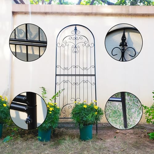 Garden Trellis for Climbing Plants 70.8" H x 25.6" W Metal Wrought Iron Outdoor Wall Panel for Vines Flowers Elegant Accent Decorative Garden Structure - Image 4