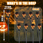 Halloween Solar Skull Stake Lights, Pathway Decor, 8 Pc, Orange - Image 5