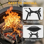 Outdoor Wood Burning Fire Pit, Heavy Duty Round Steel Fire Bowl for Backyard, Patio, Camping, Bonfire, Black Finish, with Mesh Spark Screen and Hook - Image 6