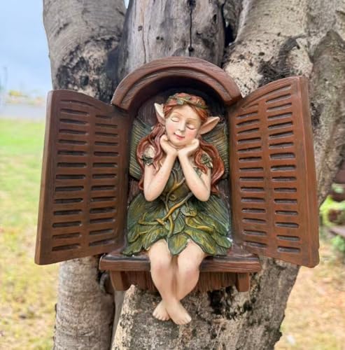 Flower Fairy Statue Tree Face Outside Yard Art Garden Statue Decorations - Image 5