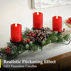 3x5 inch Red Flameless Candles, Realistic Flameless LED, Battery-Powered Pillar Candles with Remote & Timer, Fake Candles for Fall Decor, (Red, 3"*5"-3pcs) - Image 4