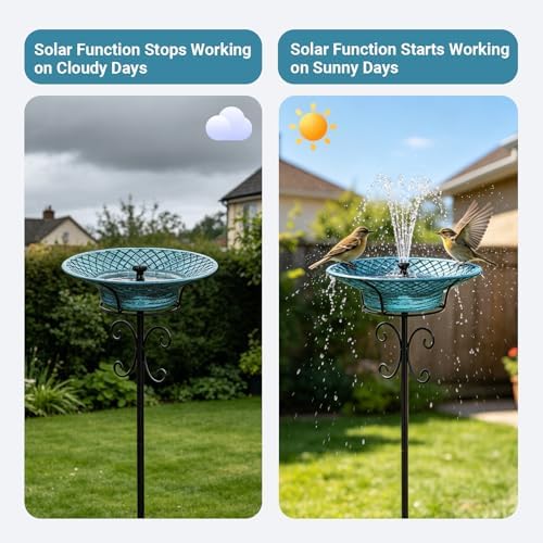Bird Baths for Outdoors, 37" H Free Standing Bird Bath with Removable Bowl - Image 7