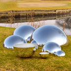 1 Piece Silver Stainless Steel Half Sphere Gazing Ball - Mirror Polished Hollow Hemisphere for Garden Gate, Stair Handrails, and Shopping Mall Wall Decoration(Size:23.62in/60cm) - Image 3