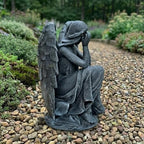 OLOMA Guardian Weeping Angel Concrete Garden Statue Kneeling Crying Cherub Sculpture Outdoor Memorial Grave Decor Religious Lawn Ornament Cemetery Headstone Tribute Art Handcrafted Spiritual Figurine - Image 4