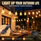 Solar Lights Outdoor Waterproof: ST38 50FT 15M Patio Lights Shatterproof Bulbs - Solar Powered & USB Charging- Remote Control 3 Light Modes Dimmable Solar Light - Garden Camping Backyard - Image 2