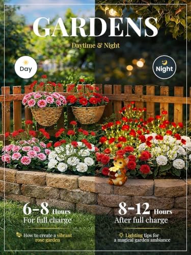 GIGALUMI 4 Pack Solar 28 Carnations Flowers Outdoor, 2 Modes, Red - Image 4