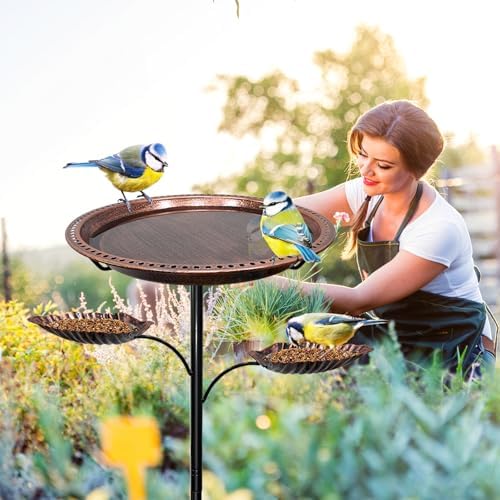 Bird Bath for Outside,2-in-1 Detachable Bird Feeder,Antique Bronze - Image 2