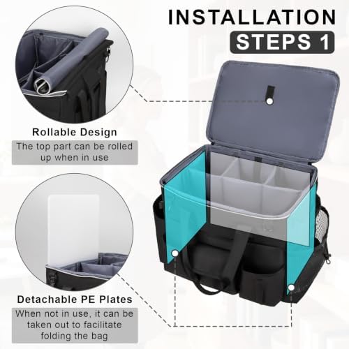 Large Rolling Cleaning Caddy with Wheels, Cleaning Supplies Organizer - Image 3
