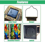 Solar Lantern Colorful Macaw Parrot Stained Glass Style Tropical Leaves Wildlife Art Outdoor Waterproof Hanging Solar Light Outside Lights for Patio Yard House Lawn Decor Birthday Gifts for Women Mom - Image 3