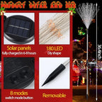 Tujoe 9 Pcs Christmas Solar Firework Stake Lights 180 LED 8 Modes Solar Waterproof LED Sparkler Lights Outdoor Decoration for Garden Patio Yard Pathway Walkway Lawn (Red Green White) - Image 3