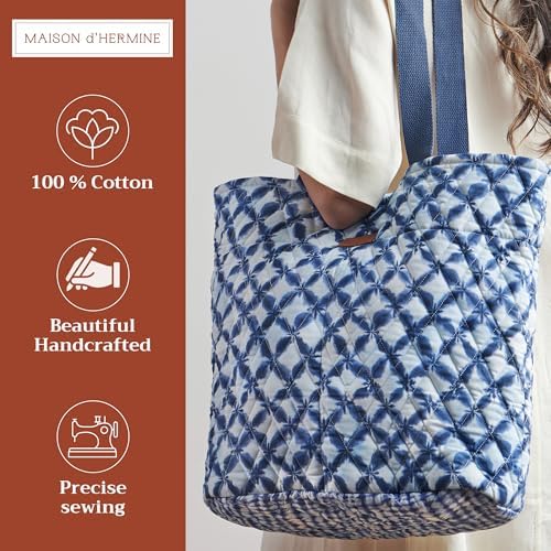 Maison d' Hermine Shopping Bags Cotton Quilted Tote Bag with Zipper Pockets - Image 4