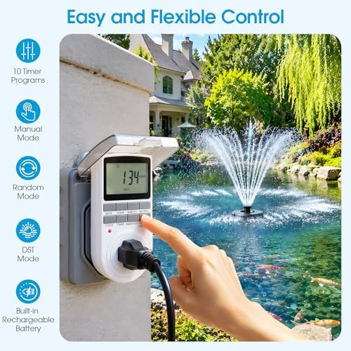 Antfraer 750W Floating Pond Fountain Aerator, 1HP Pond Aerator Fountain with Timer, 2 Nozzles, 110V 10FT Spray Height, for Large Pond Lake, Koi Fish Pond, Agricultural Irrigation, Pond Oxygenation - Image 4