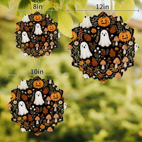 12 Inch Halloween Wind Spinner for Yard and Garden, Funny Ghost Pumpkins Mushrooms Botanical Hanging Ornaments Outdoor 3D Kinetic Wind Sculpture Spinners Indoor Outdoor Patio Décor Ornaments Gift - Image 3