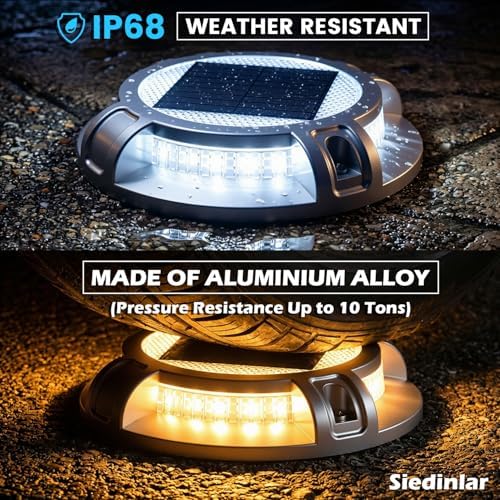 SIEDiNLAR Solar Driveway Lights Outdoor 4 Modes, 40 LEDs 4 Pack White/Warm - Image 6