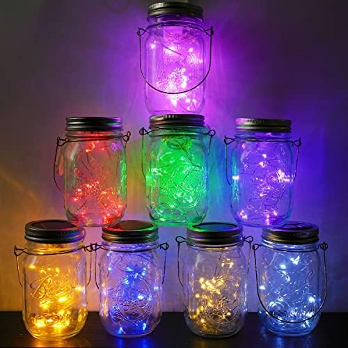30LED Solar Mason Jar Lights, 8 Pack Jar Lid String Lights (No Jars), Waterproof Fairy Firefly Light for Garden, Patio, Outdoor, Yard, Lawn Decor(8 Colors) - Image 2