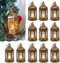 Mini Lantern Decorative, 12Pcs Small Lanterns with LED Candle, Ramadan Decorations, Hanging Vintage Moroccan Lantern Bulk for Easter Wedding Xmas Party Table Centerpiece, Brushed Brass by ReperlaSpecialMiniSmallLanternDecoration