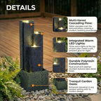 39''H Modern Cascading Outdoor Water Fountain with LED Lights - Image 4