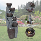 6-Tier Cascading Outdoor Water Garden Fountain 49.61''H Modern Waterfall - Image 2