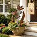Bird & Wildflower Metal Garden Stake, Decorative Plant Stakes with Floral Design Handmade Flower Shaped Sculpture, Rustic Garden Art Decor Gift for for Flower Bed Planters Patio & Lawn Lovers(1PC) by Unknown