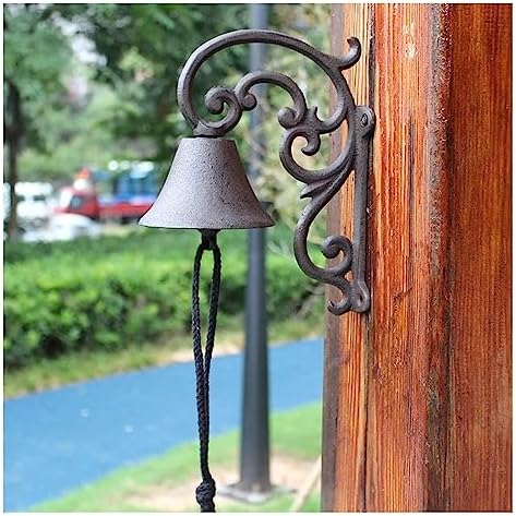 Cast Iron Doorbell Dinner Bell Retro Wall Mounted Hanging Door Bell, Antique Decorative Doorbell-Indoor Outdoor Manually Shaking Wall Mounted Medieval Rustic Door Bell by SKIHOT