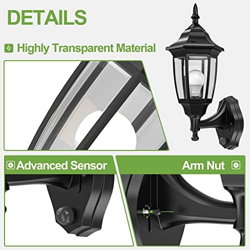 EMART Dusk to Dawn Plastic Outdoor Wall Light Fixtures(2 Pack, Black) - Image 6